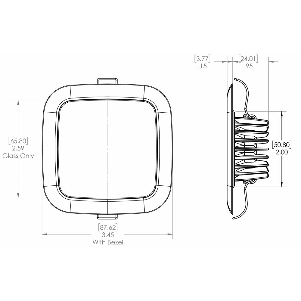 Lumitec Square Mirage Down Light - White Dimming, Red/Blue Non-Dimming - White Bezel [116128]